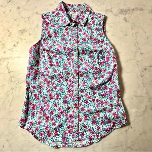 J. Crew Multicolor Floral Sleeveless Button Down Blouse